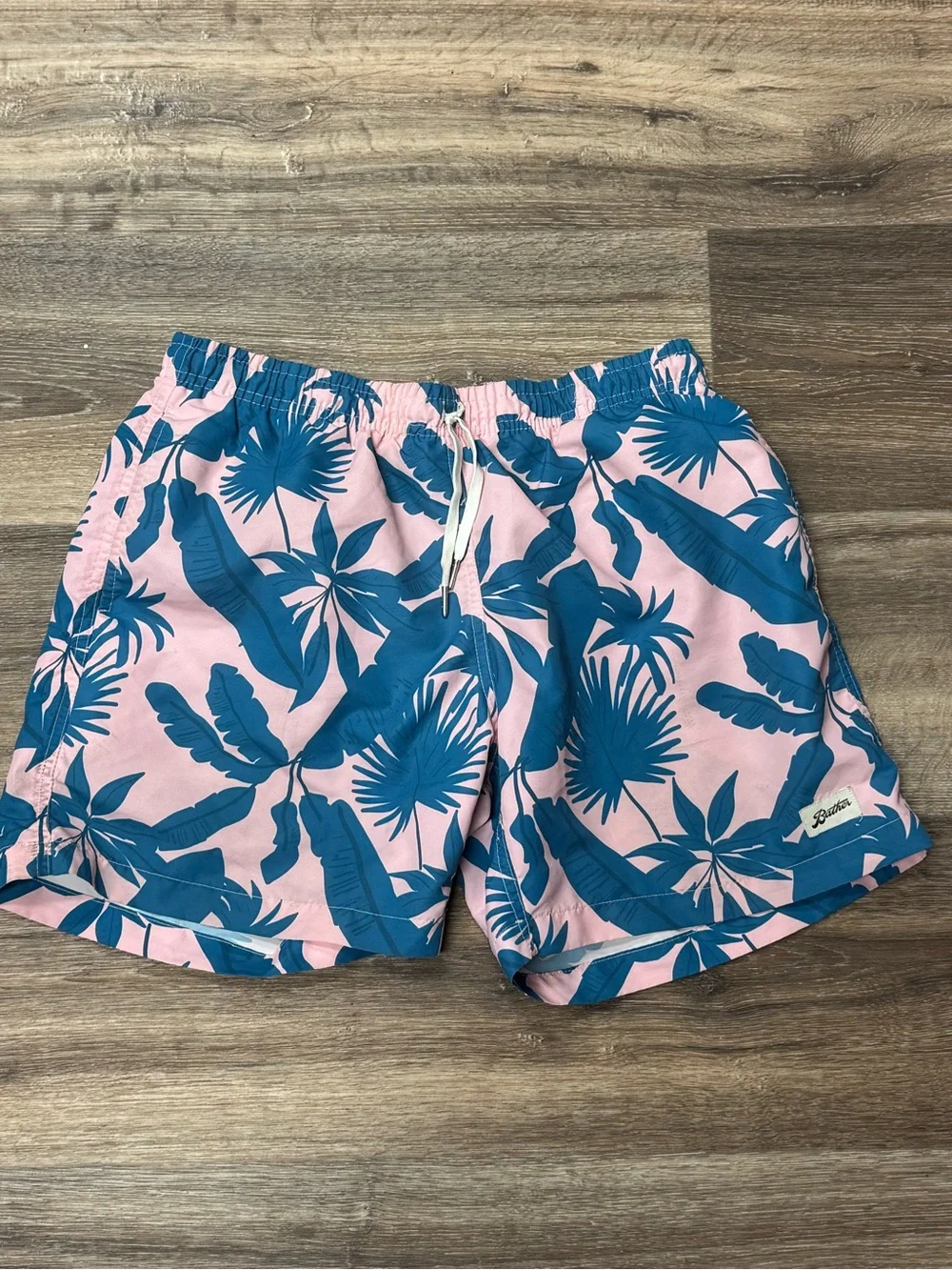 Bather Tropical Palms Swim Trunks Pink/Blue Men’s Medium